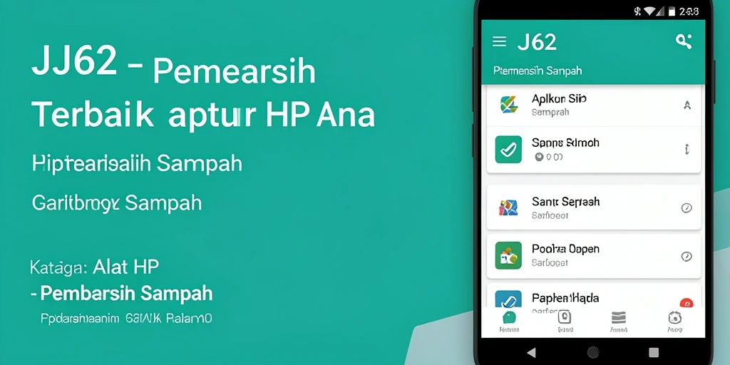 Tampilan antarmuka utama JJ62 untuk pembersihan sampah.
