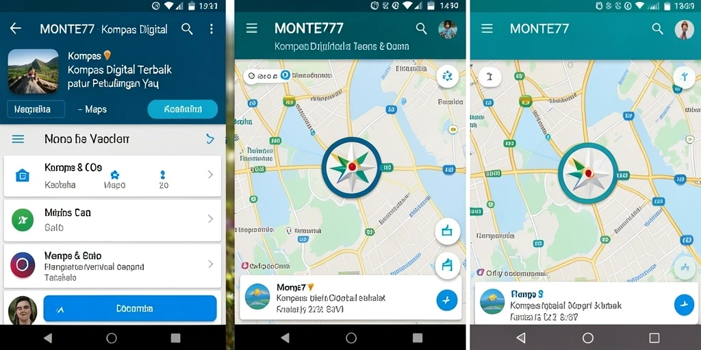 Antarmuka kompas digital MONTE77 yang intuitif dan informatif.