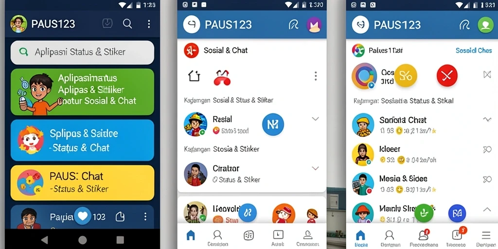 Tampilan antarmuka utama PAUS123 dengan pilihan stiker yang menarik.