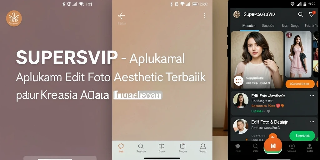 Screenshot antarmuka SUPERSVIP yang menunjukkan fitur Edit Foto Aesthetic yang mudah digunakan.