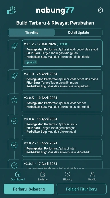 Riwayat Versi nabung77 Untuk Pengguna Android